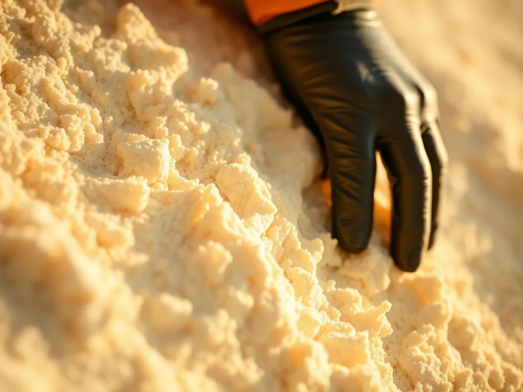 Close-up of cured spray foam roofing texture